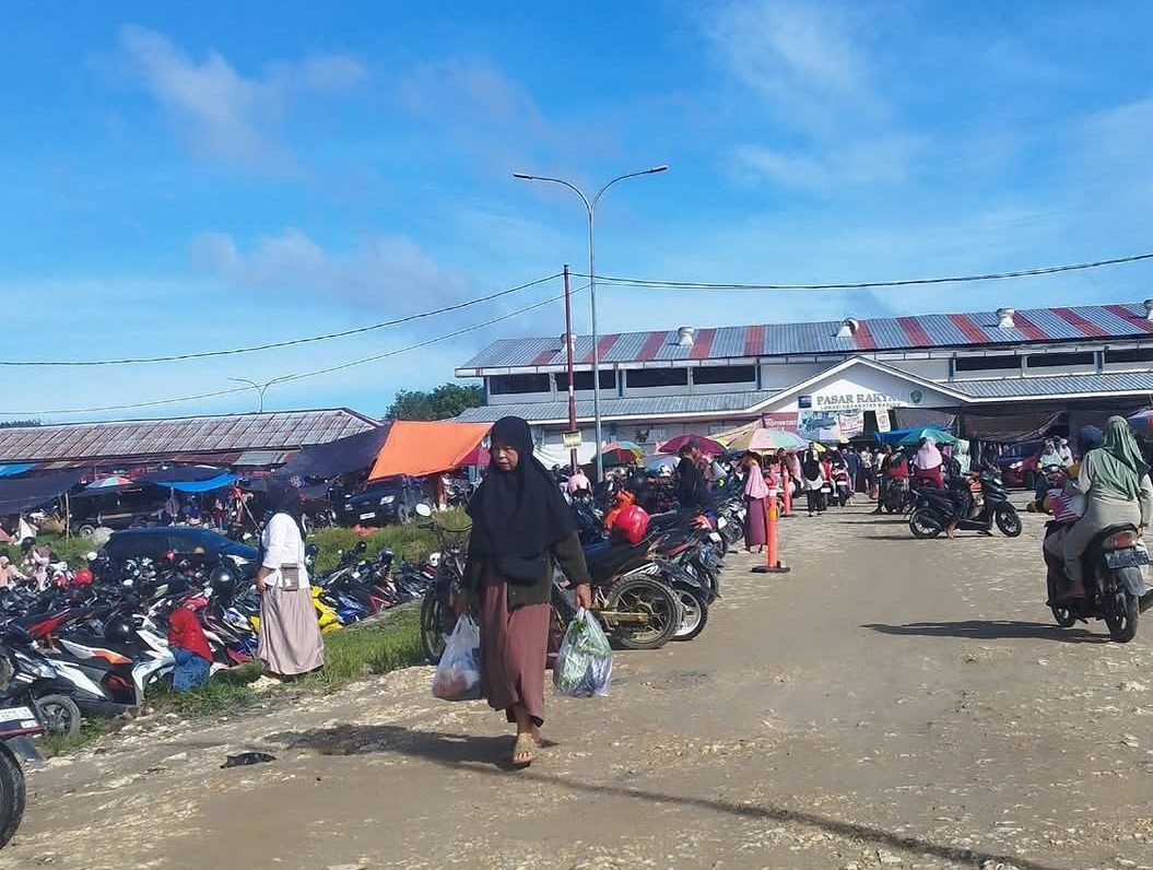 EFEK JERA. Parkir kendaraan di area Pasar Babulu, yang menjadi sasaran empuk juru parkir liar.