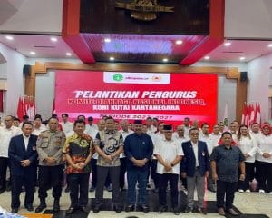Bupati Kukar Edi Damansyah menghadiri pelantikan pengurus KONI Kukar periode 2023-2027 di Pendopo Odah Etam Tenggarong.